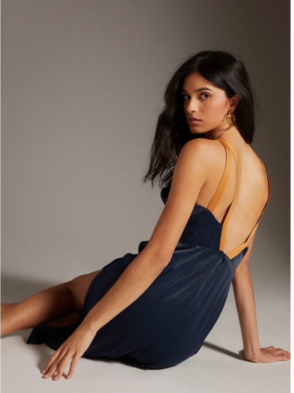 Anthropologie Sweetheart Side-Slit Slip Dress size 8 navy worn once - Picture 4 of 8